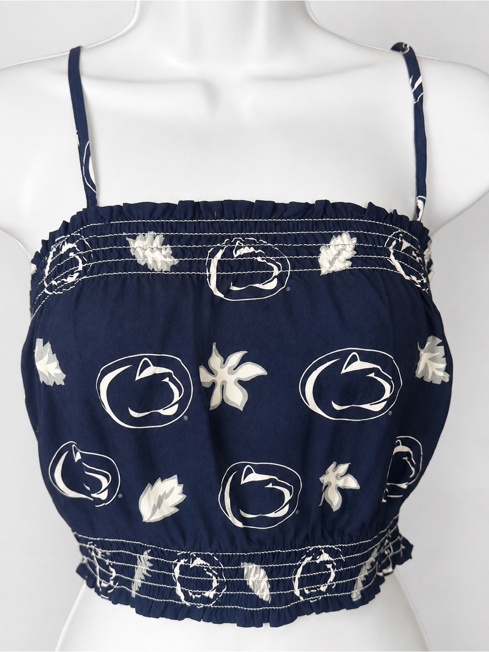 Penn State Navy Blue Floral Smocked Crop Top